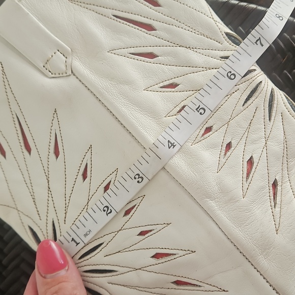 Dingo Vintage White Leather Western Cowboy Boots Laser Star Cutout Size 6.5 - Picture 13 of 15